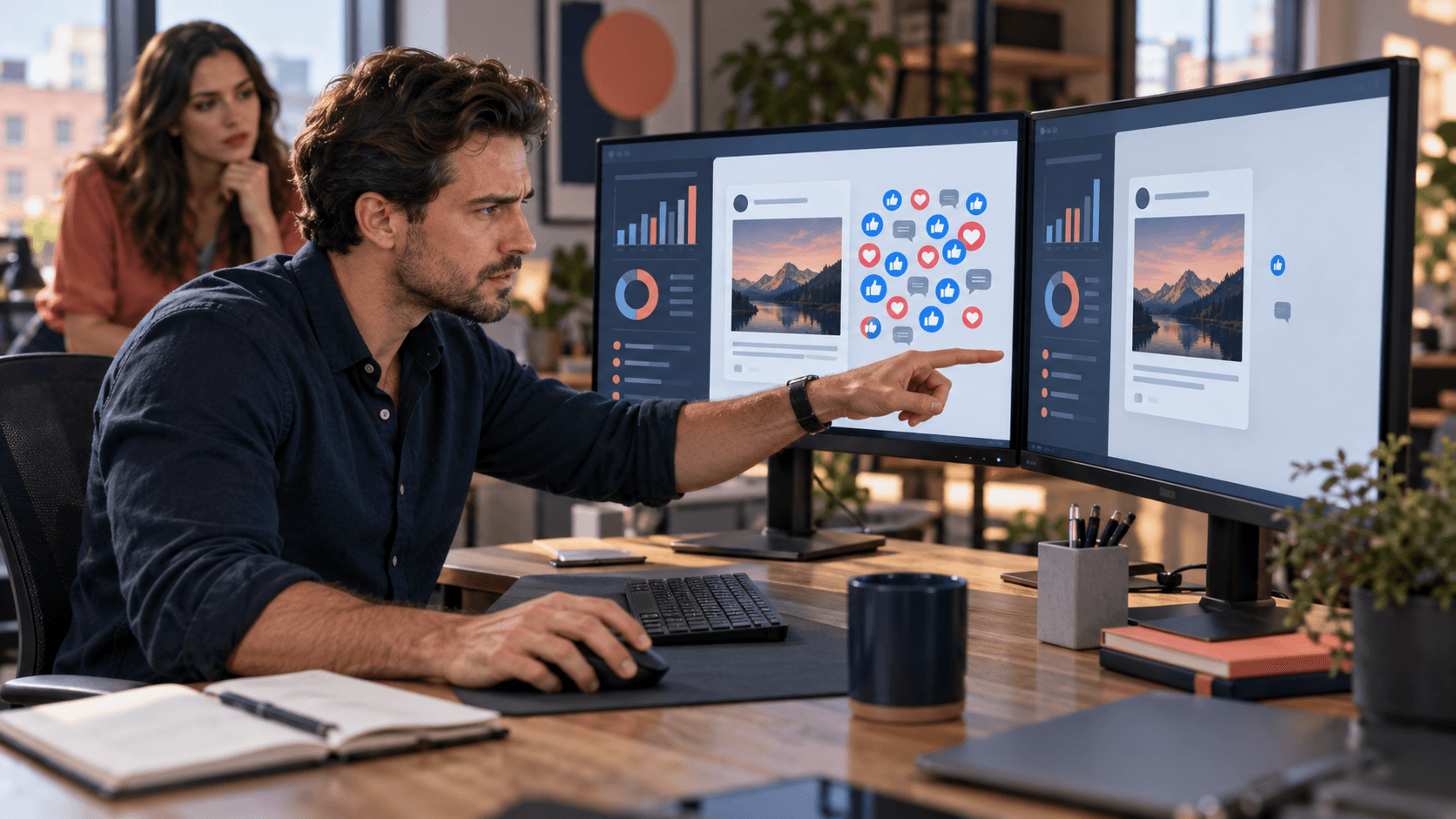 Performance marketer comparing an established social ad with many reactions against a duplicated version with almost none.