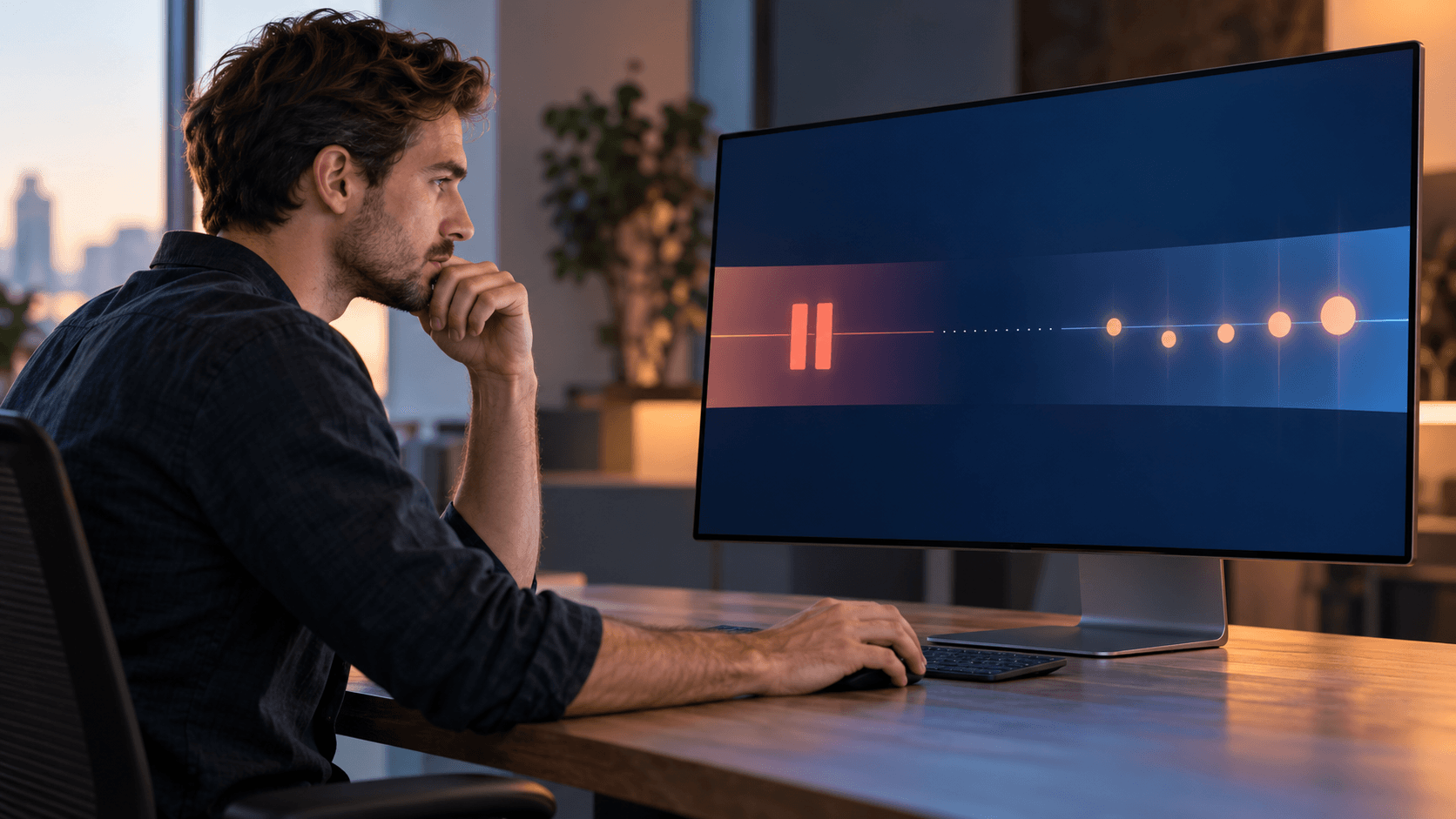 A performance marketer reviewing a paused delivery timeline followed by delayed conversion indicators.